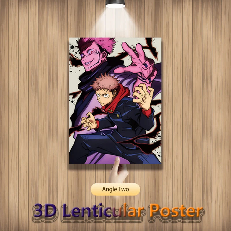 Jujutsu Kaisen 3D Effect Anime Poster, Gojo Itadori Yuji Fushiguro Nanami Sukuna Lenticular Print