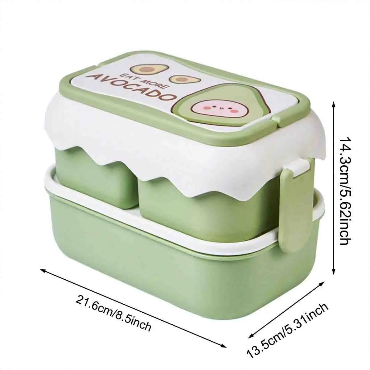 Double-Layer Fruit Lunch Box, Household Tableware Outdoors Portable Bento Box with Spork And Spoon