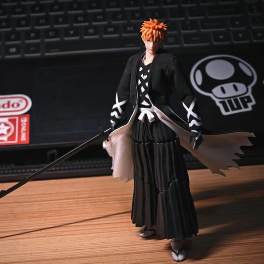 Kurosaki Ichigo BLEACH Anime Figurines, Movable Joints Bankai Form PVC Figures Statue 12 cm