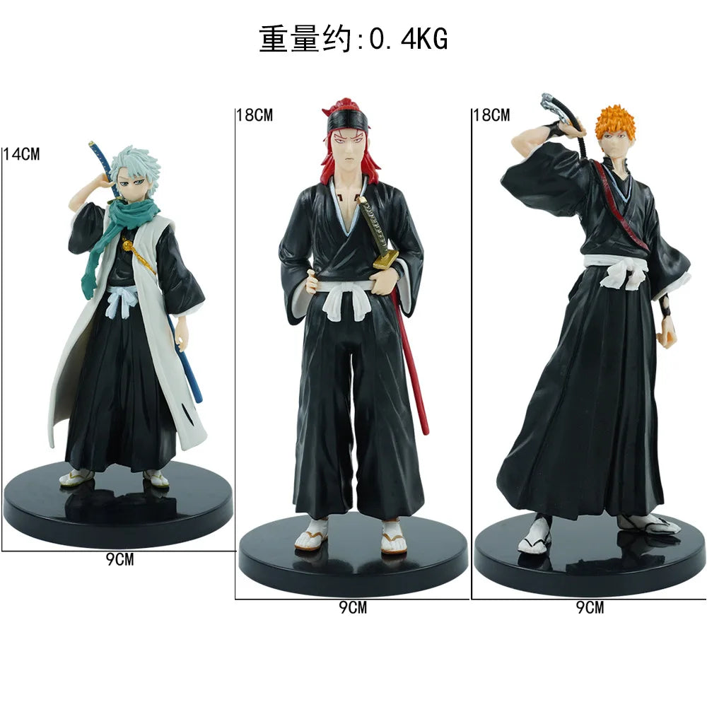 Renji, Toshiro, Ichigo Anime Figurine 3 PCS Set, BLEACH Action Figurines PVC Statues 14-18 CM