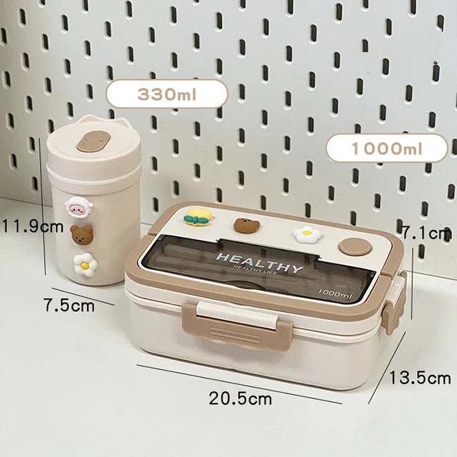 Simple Cute Portable Lunch Box, With Compartment & Microwave-Safe, Perfect for Work, School, or Picnics