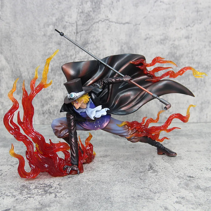 Flame Emperor Sabo Anime Figurine ,One Piece Action Figurines Fire Fist Revolutionary Army 22 CM