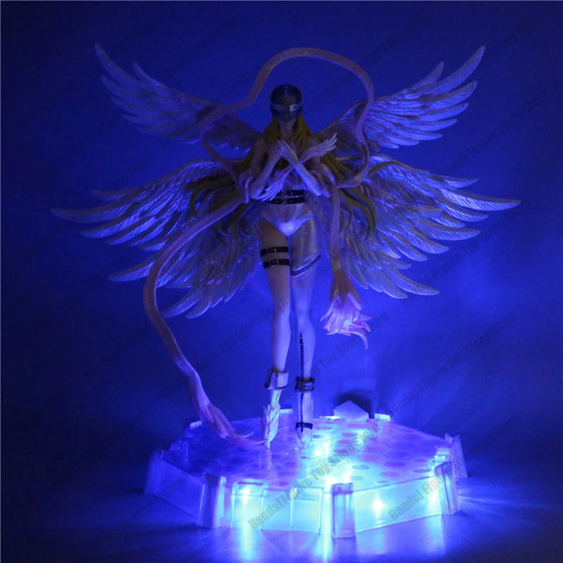 Angewomon and Angemon LED Action Figurines, Standing Position Anime Digimon Adventure Figures PVC Statue 28cm