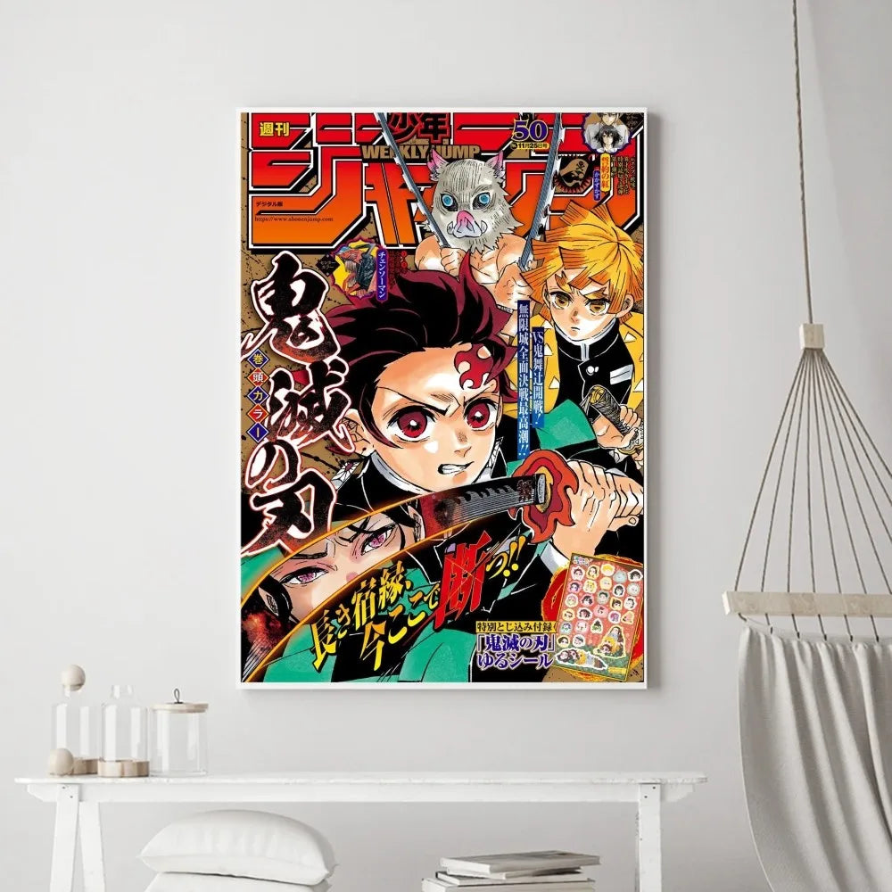 Demon Slayer Classic Anime Wall Art Poster Prints, Painting Bedroom Living Room Wall Bar Restaurant Decor