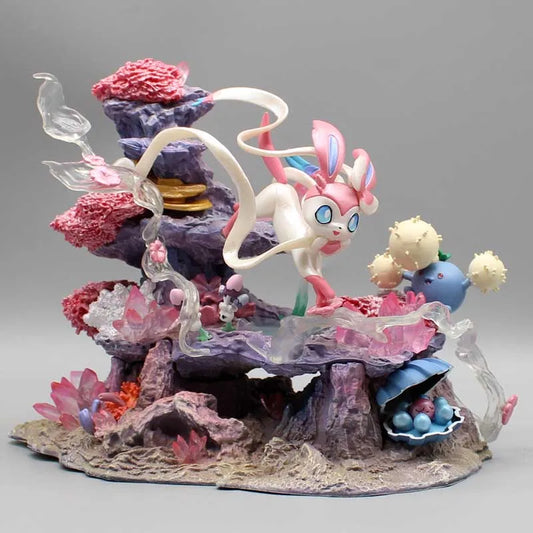 Pokemon Sylveon Anime Figures, Eevee Island Action Figurines PVC Statue Desk Decor 20 cm