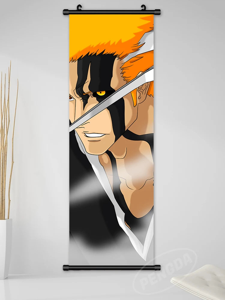 Bleach Canvas Scroll Posters, Wall Art Anime Artwork Painting Anime Hanging Poster