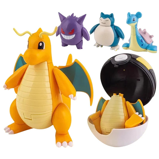 Pokemon Pokeball Anime Figures Toys, Pikachu Gengar Dragonite Snorlax Lapras Pocket Pokeball Toys