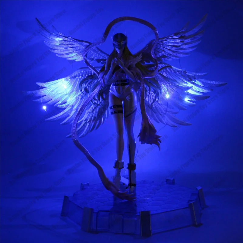 Angewomon and Angemon LED Action Figurines, Standing Position Anime Digimon Adventure Figures PVC Statue 28cm