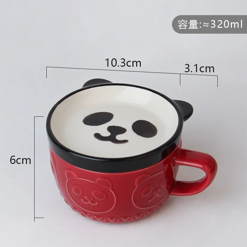 Japanese Cartoon Cat With Cover Coffee Cup, Cute Breakfast Cup With Lid