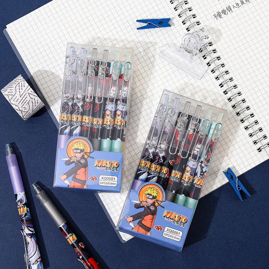 6 Random PCS Set NARUTO Gel Pen, Anime Naruto Shippuden School Stationery Writing Supplies 0.5mm Gel Waterproof Gel Ink Ballpoint