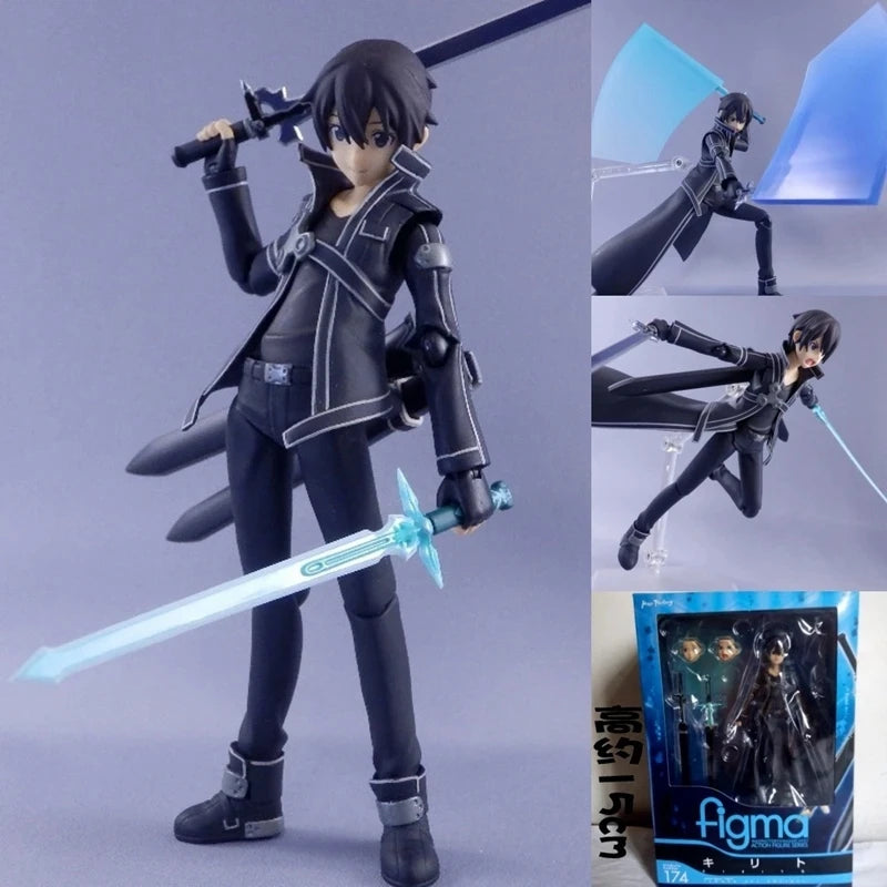 Kirigaya Kazuto Action Figure, Kirito Anime Figurines Sword Art Online, Detachable and Movable Joints Model PVC 15 CM