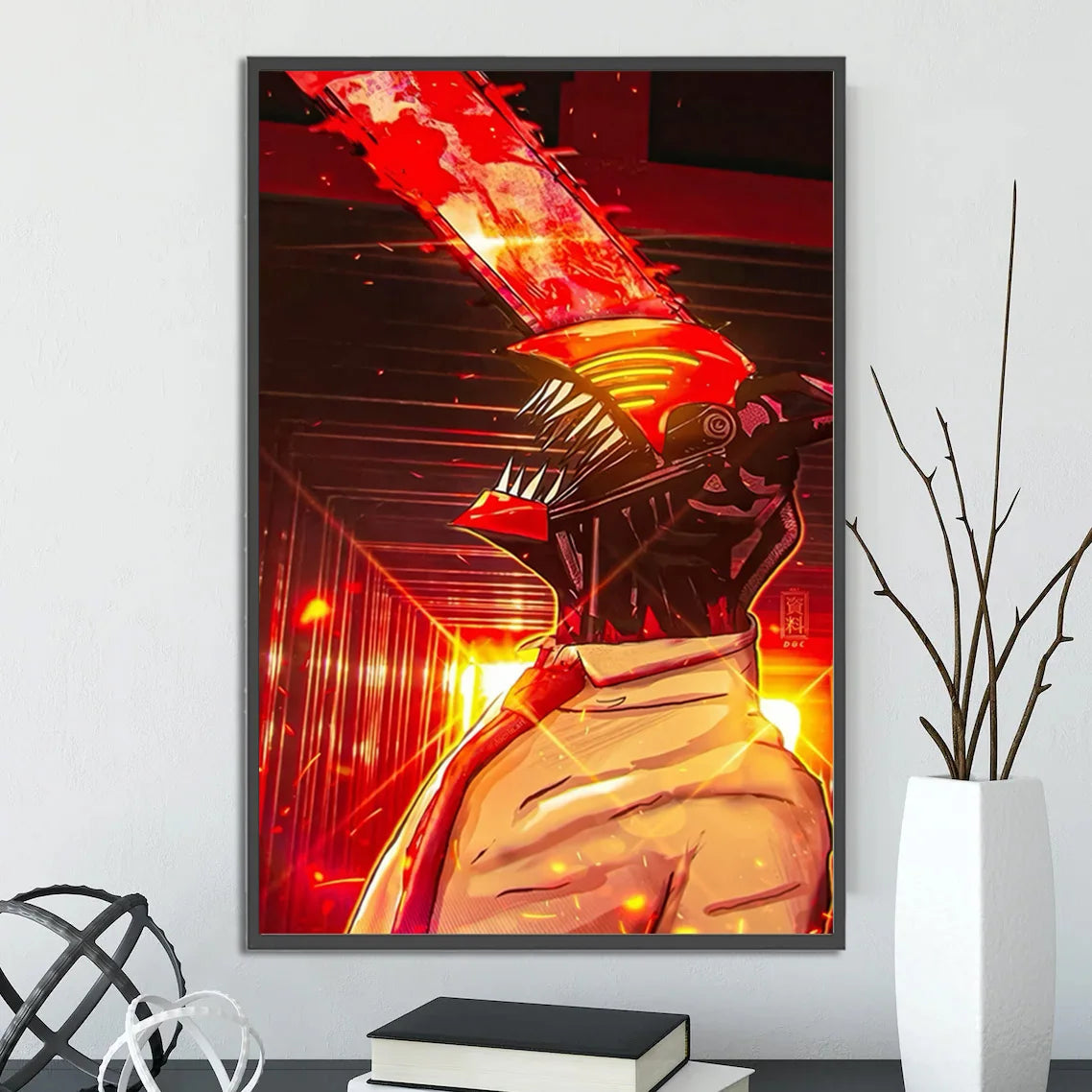 Chainsaw Man Self-adhesive Poster Wallpaper, Anime Wall Art Home Decoration Painting For Bedroom Computer Decor (Frames Not Included)