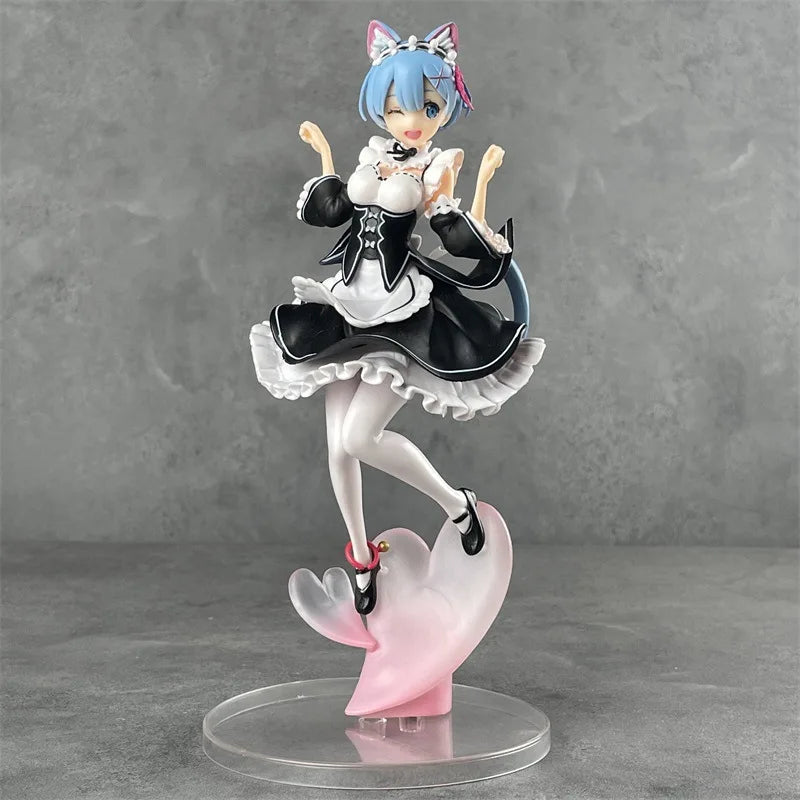 Rem Nekomimi Anime Figurine, Re:ZERO Starting Life In Another World Action Figures 22 CM
