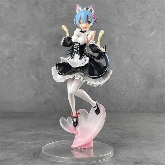 Rem Nekomimi Anime Figurine, Re:ZERO Starting Life In Another World Action Figures 22 CM