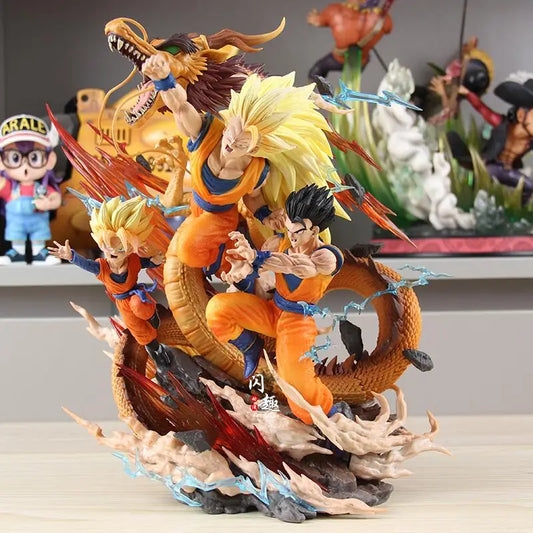 Dragon Ball Z Goku Gohan Goten Anime Figure, Super Saiyan 3 Ultimate Figurine Form 28 CM