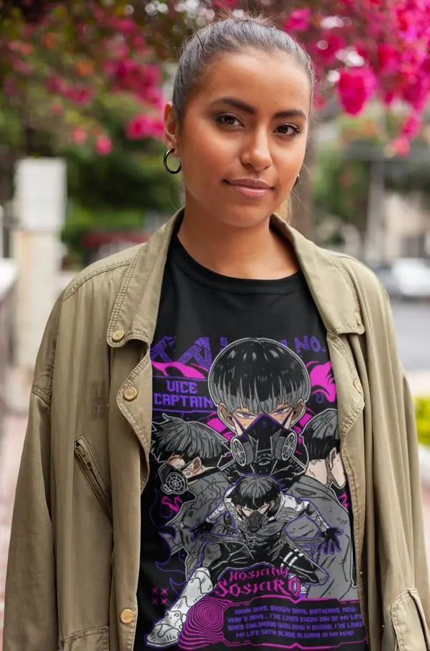 Soshiro Hoshina Kaiju No. 8 T-shirt, Best Anime Gift Graphic Tee Black Shirt