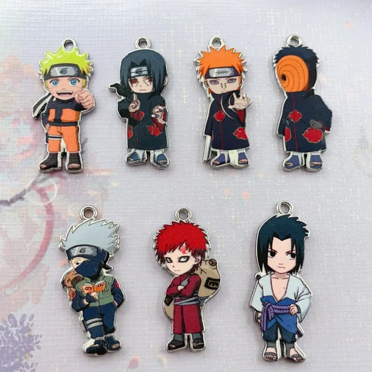7 PCS Naruto Key Chain Charms, Anime Cartoons Character Alloy Charms Pendant