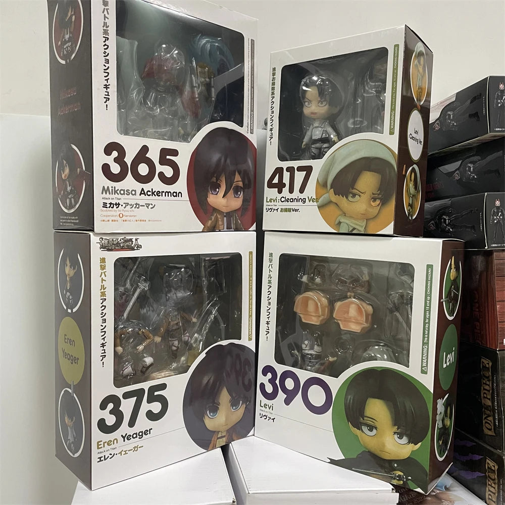 Attack on Titan Anime Figures, Shingeki no Kyojin Levi Ackerman, Eren Jaeger, Mikasa·Ackerman, Cute Kawaii Chibi Anime Figurines 10 cm