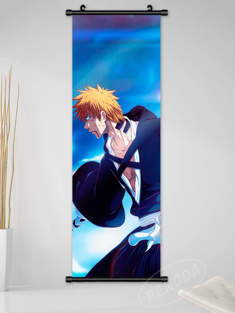 Bleach Canvas Scroll Posters, Wall Art Anime Artwork Painting Anime Hanging Poster
