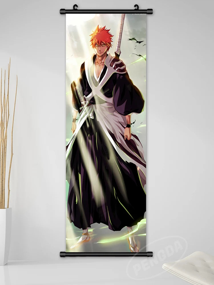 Bleach Canvas Scroll Posters, Wall Art Anime Artwork Painting Anime Hanging Poster