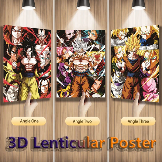 Goku SSJ4 Ultra Instinct 3D Effect Anime Poster, Dragon Ball Z Lenticular Poster Painting Wall Art Home Decor