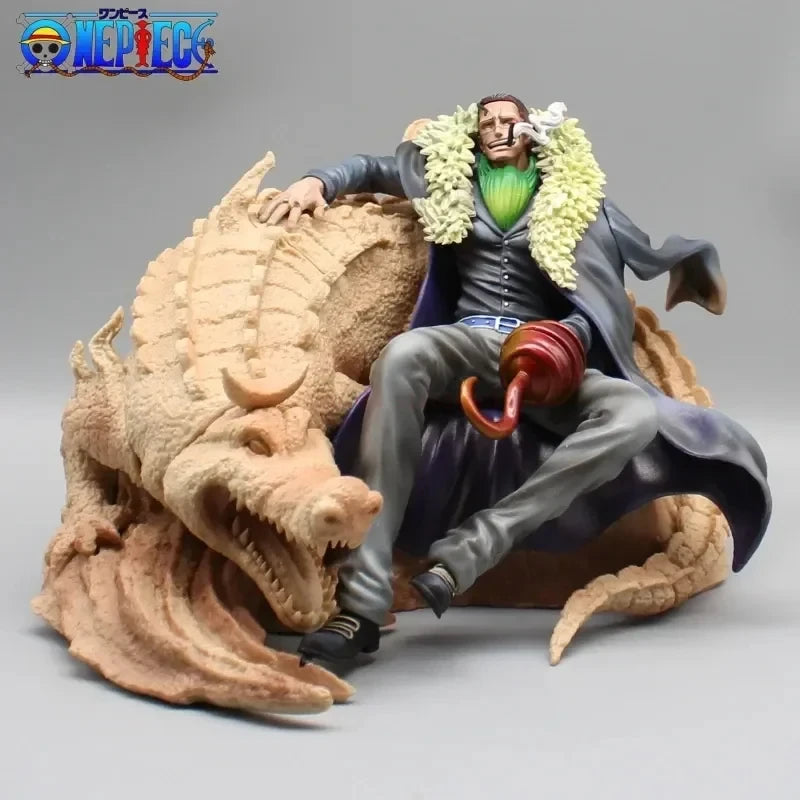 Crocodile Shichibukai Anime Figure, One Piece Sand Crocodile Sitting Action Figurines 18 CM