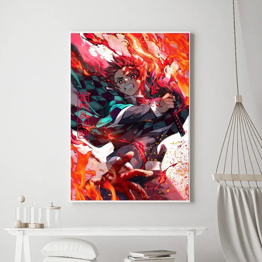 Demon Slayer Classic Anime Wall Art Poster Prints, Painting Bedroom Living Room Wall Bar Restaurant Decor