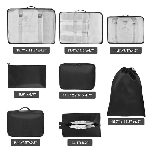 8-Pack: Lightweight Compact Organizing Packing Cubes for Suitcases Travel Essential with Toiletries Bag Otarealm