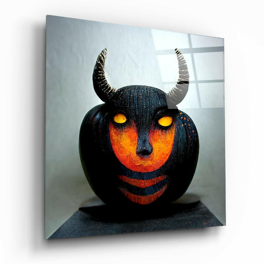 Evil Pumpkin Glass Wall Art || Designers Collection