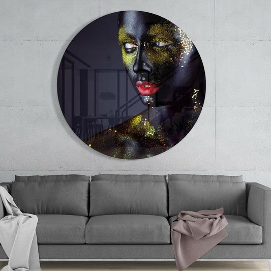Gold Dust Red Lips Glass Wall Art