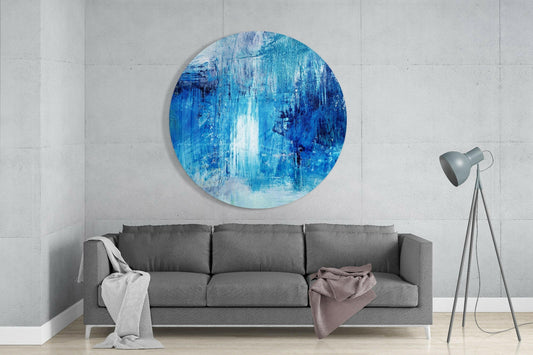Deep Blue Textured Brushstroke Glass Wall Art