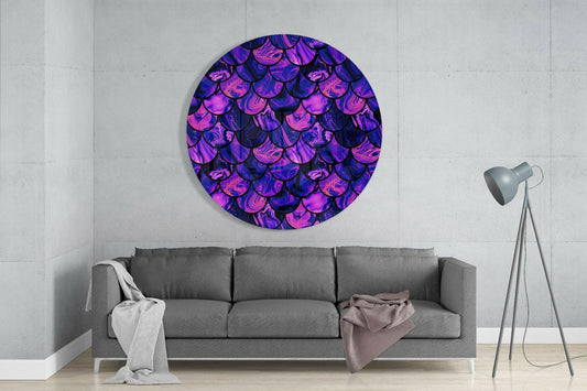 Purple Pink Mermaid Scales Glass Wall Art