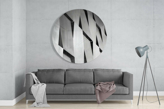 Silver Angular Geometric Slats Glass Wall Art