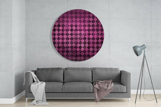 Pink Distressed Diamond Checker Glass Wall Art