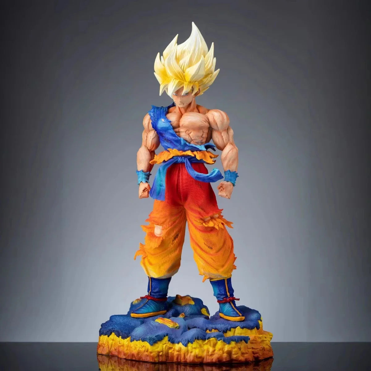 Super Saiyan SSJ Goku Anime Figure, Dragon Ball Z Switchable Heads Variants Figurines 35 CM