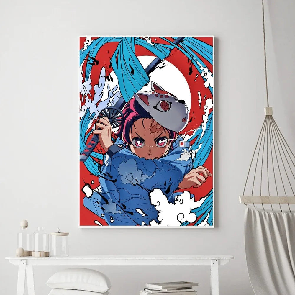 Demon Slayer Classic Anime Wall Art Poster Prints, Painting Bedroom Living Room Wall Bar Restaurant Decor