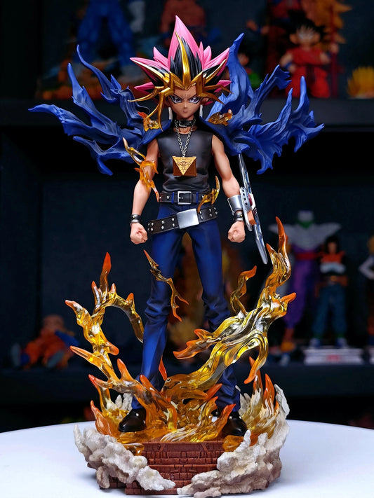 Yami Yugi Muto Anime Figure, Dark Yugi Pharaoh Atem Yu-Gi-Oh Duel Monsters Action Figurines PVC Statue 28 CM
