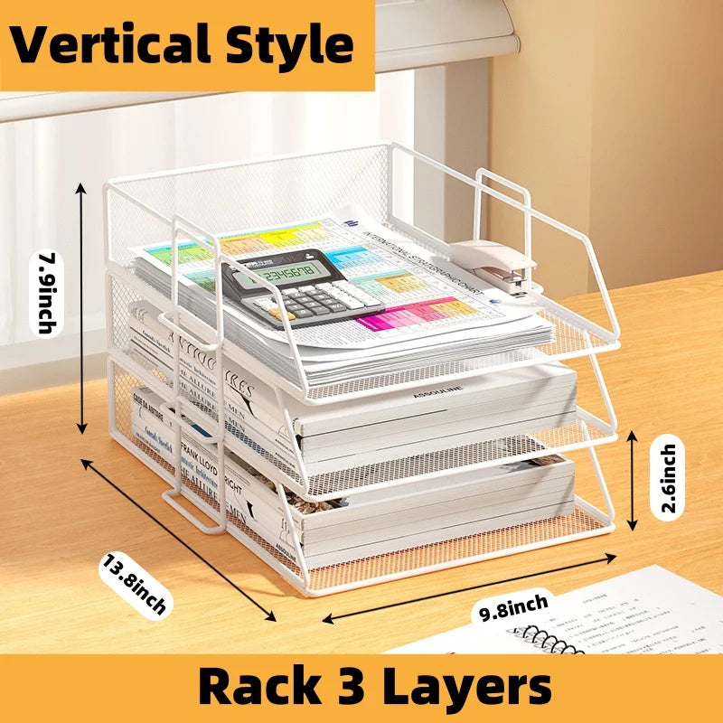A4 Desk Organizer – Metal Wire Mesh Document Tray for Files, Letters, Books & Brochures