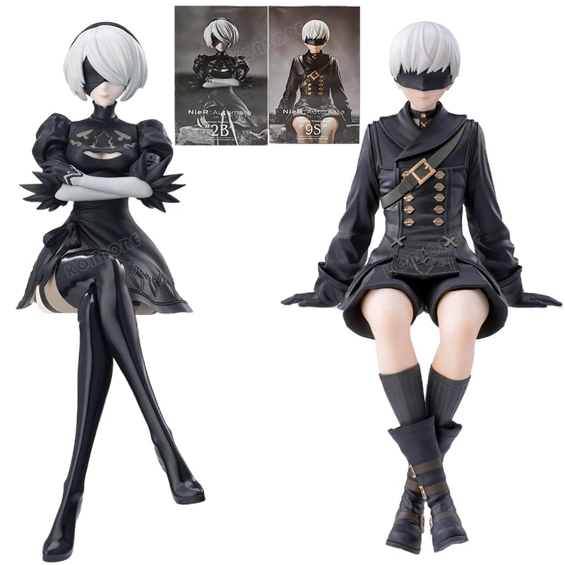 NieR:Automata Action Figures - YoRHa No.2 Type B (2B), 9S, and A2 - 15 CM Collectible Figurines