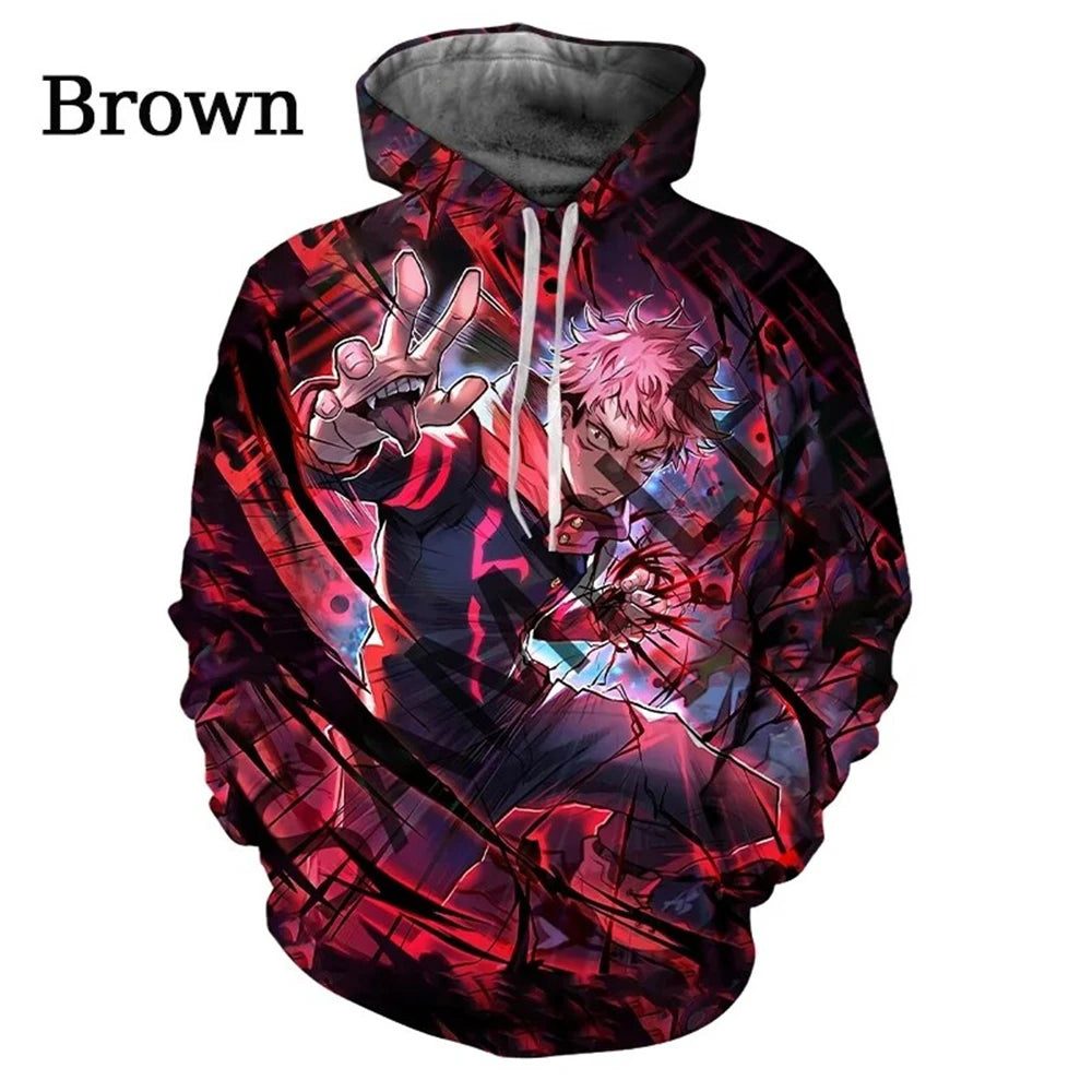 Jujutsu Kaisen Anime Pattern Men's Hoodie, Sweatshirt Men's Hoodie Fashion Pullover New Men's Clothing