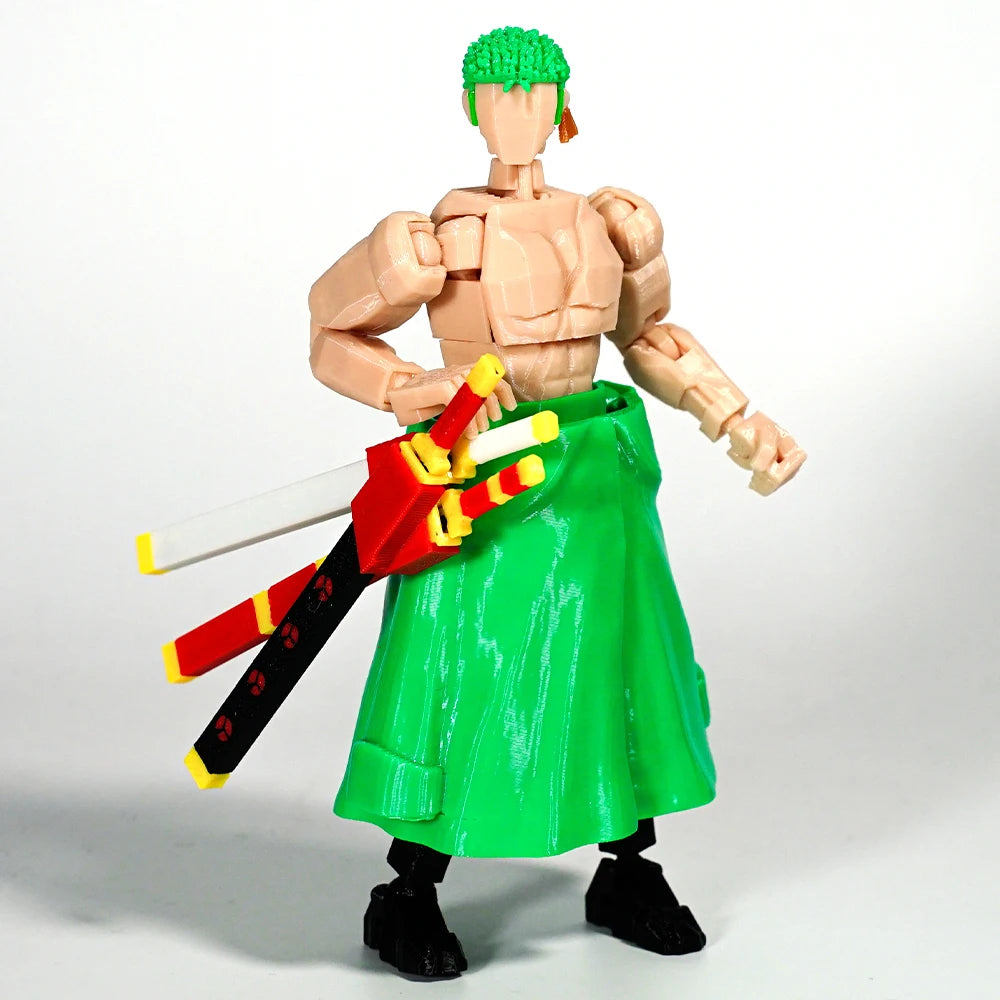 CloudAnimeStudio Roronoa Zoro 3D Printed Anime Figurine, One Piece Action Figures Multi-Jointed Toys