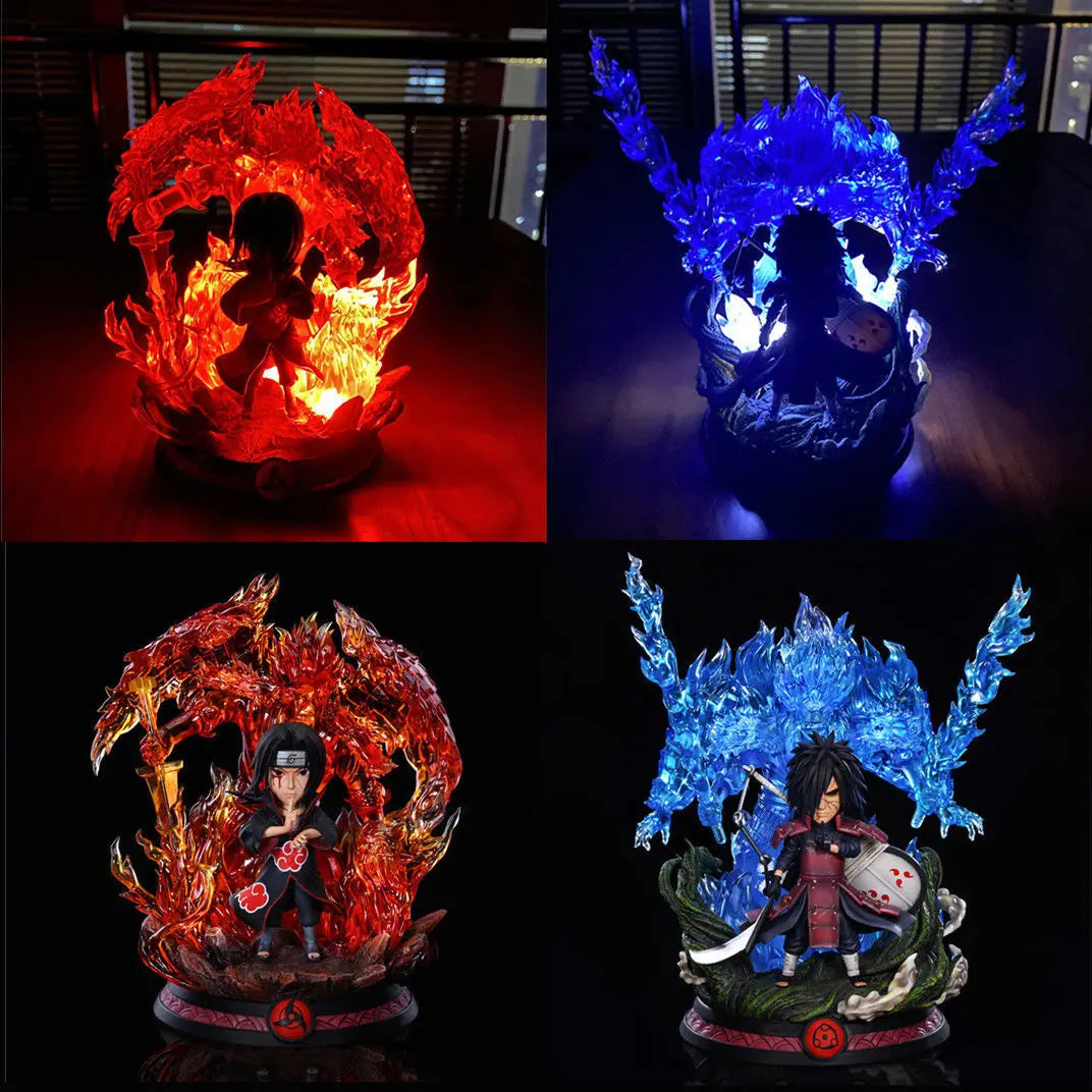 Susanoo LED Uchiha Itachi and Madara Anime Figures, Naruto Shippuden Mini Chibi Figurines 15 CM