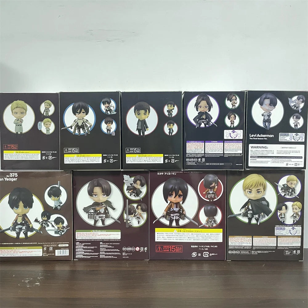 Attack on Titans Chibi Cute Kawaii Anime Figures, Mikasa, Eren, Levi Ackerman, Erwin Smith, Hange Zoe, Reiner Braun Action Figurines PVC Toys Model 10 cm
