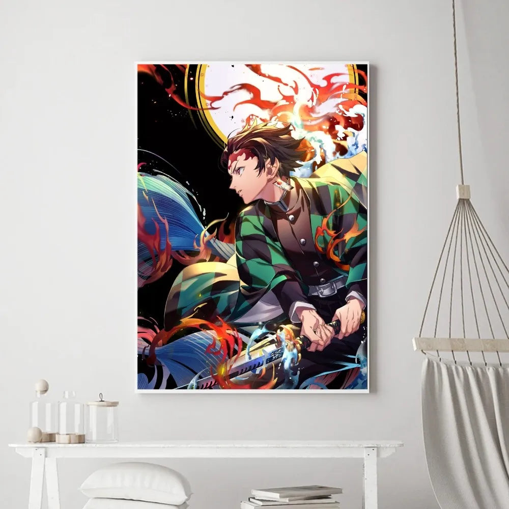 Demon Slayer Classic Anime Wall Art Poster Prints, Painting Bedroom Living Room Wall Bar Restaurant Decor