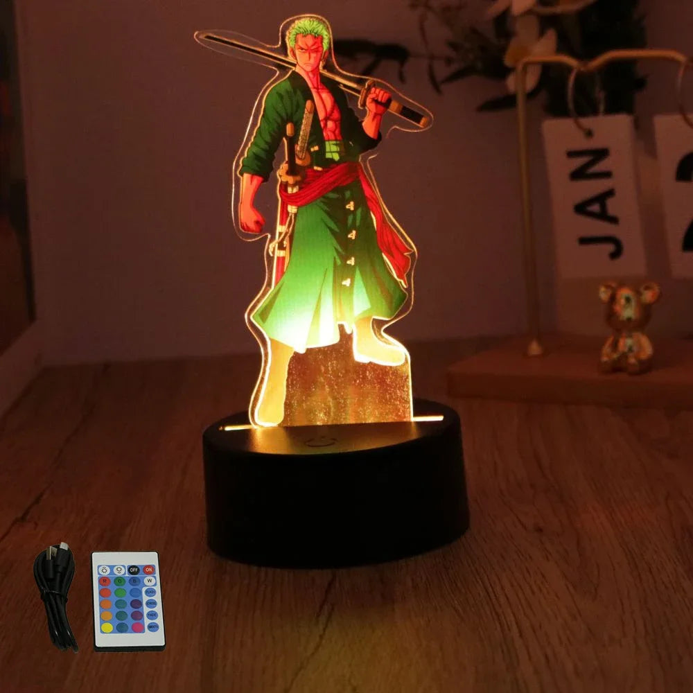 One Piece Anime Figures 3D Lamp PVC Action Collection Model Toys LED Night Light