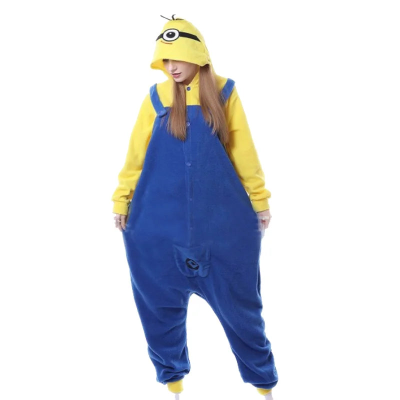 Despicable Me Minions Fleece Pajamas Cartoon Jumpsuit Minions Cartoon Anime Onesie Sleepwear