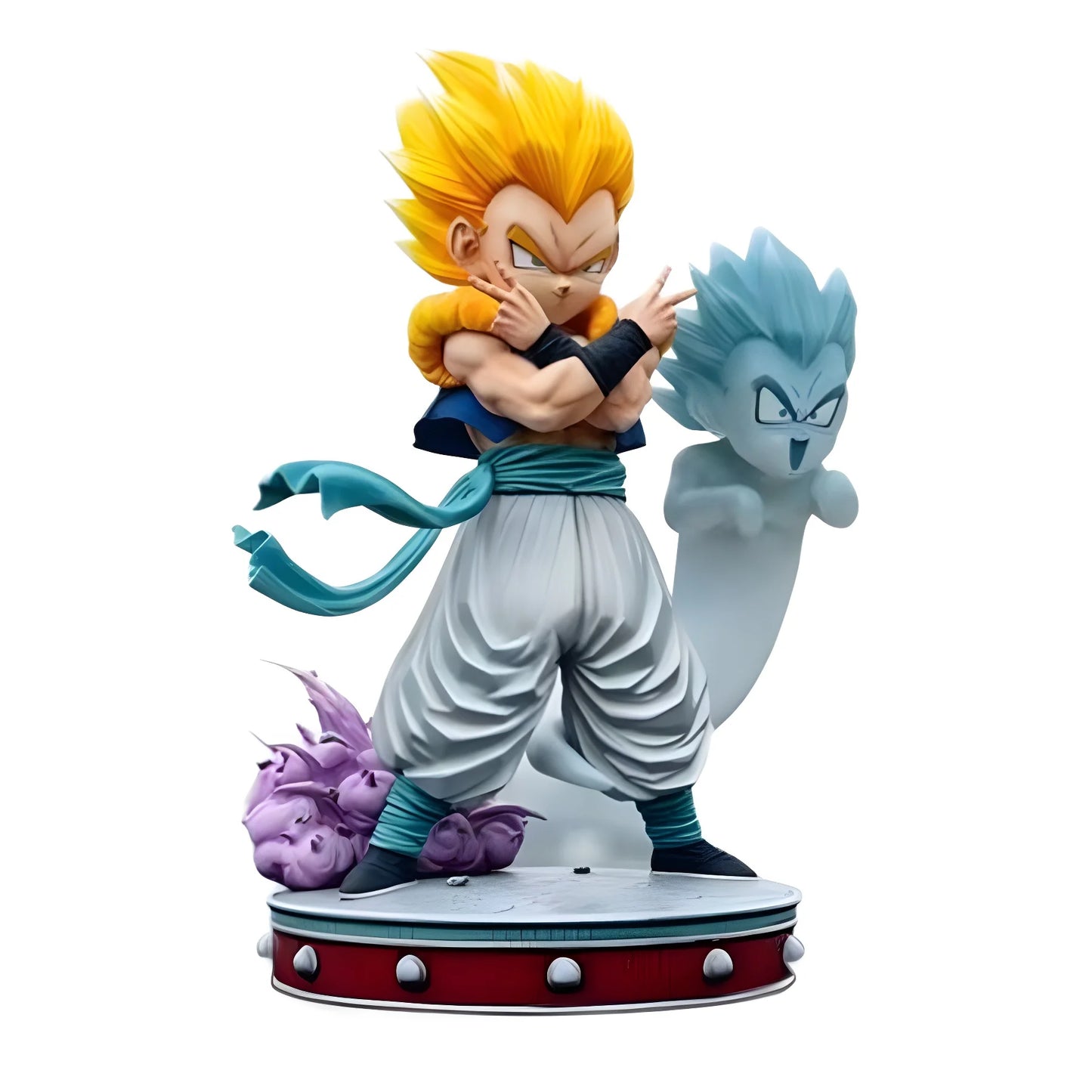 Super Saiyan Gotenks Anime Figurines, Dragon Ball Z Figures Ghost Squad Statue Figures Collection 24 CM