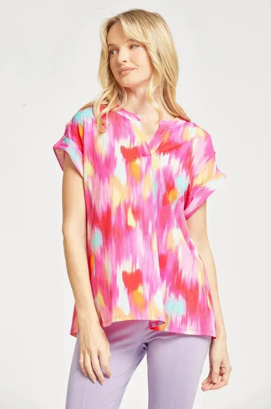 Lizzy Short Sleeve Top in Hot Pink (M)