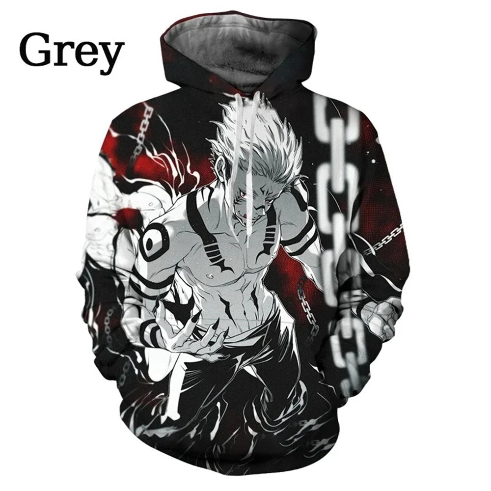 Jujutsu Kaisen Anime Pattern Men's Hoodie, Sweatshirt Men's Hoodie Fashion Pullover New Men's Clothing