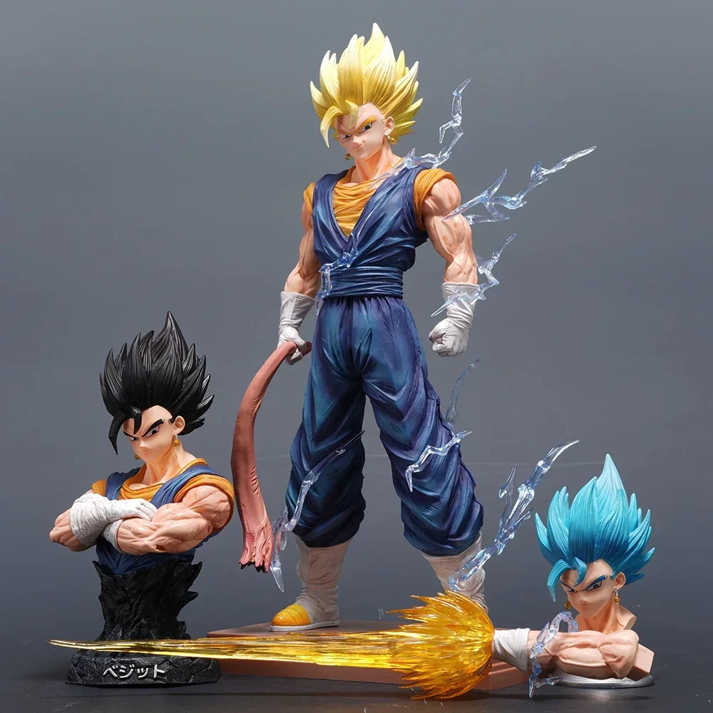 Vegito Super Saiyan Blue Gogeta 3 Heads 2 Bodies Action Figure, Dragon Ball Z Anime Figurines 32 CM